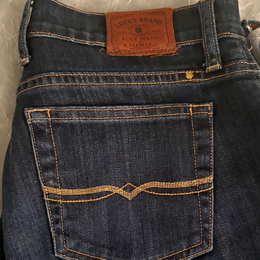 Lucky Brand Dark Blue Denim with Tan Stitching